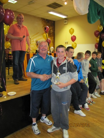 U14 Manager Aidan Fitton with Player of the Year Cian Fitton